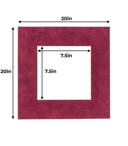 Pack of 25 Dark Red Suede Precut Acid-Free Matboard Set with Clear Bags & Backings