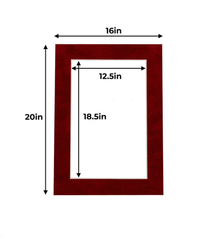 Pack of 25 Bright Red Suede Precut Acid-Free Matboards