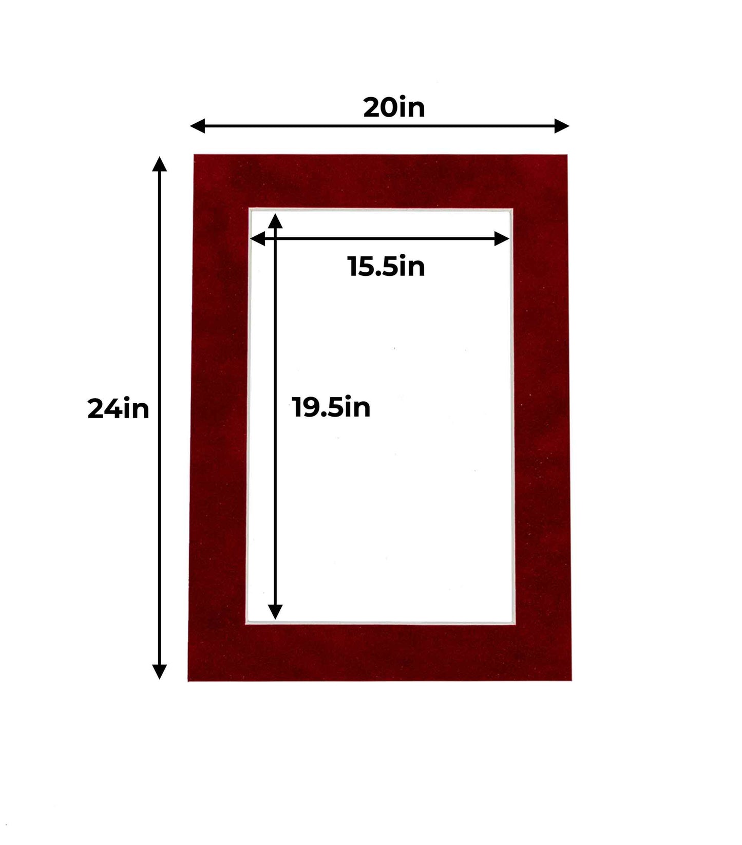 Pack of 25 Bright Red Suede Precut Acid-Free Matboards