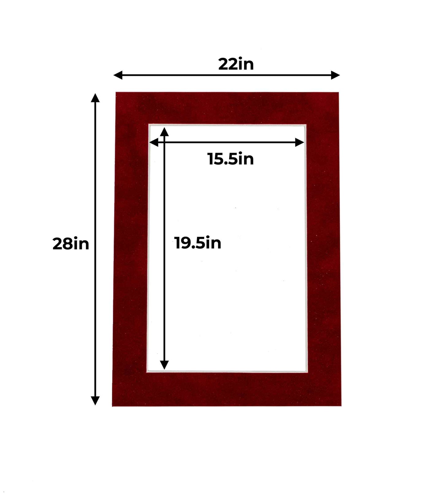 Pack of 10 Bright Red Suede Precut Acid-Free Matboards