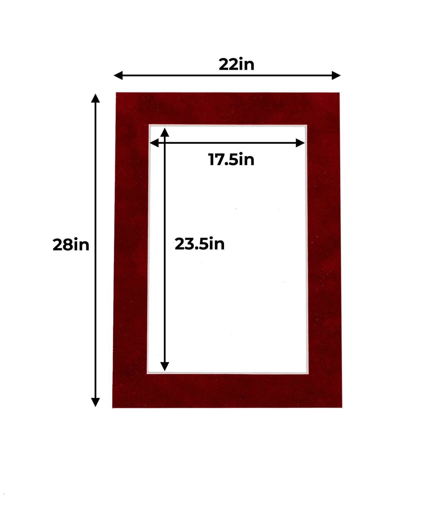 Pack of 10 Bright Red Suede Precut Acid-Free Matboards