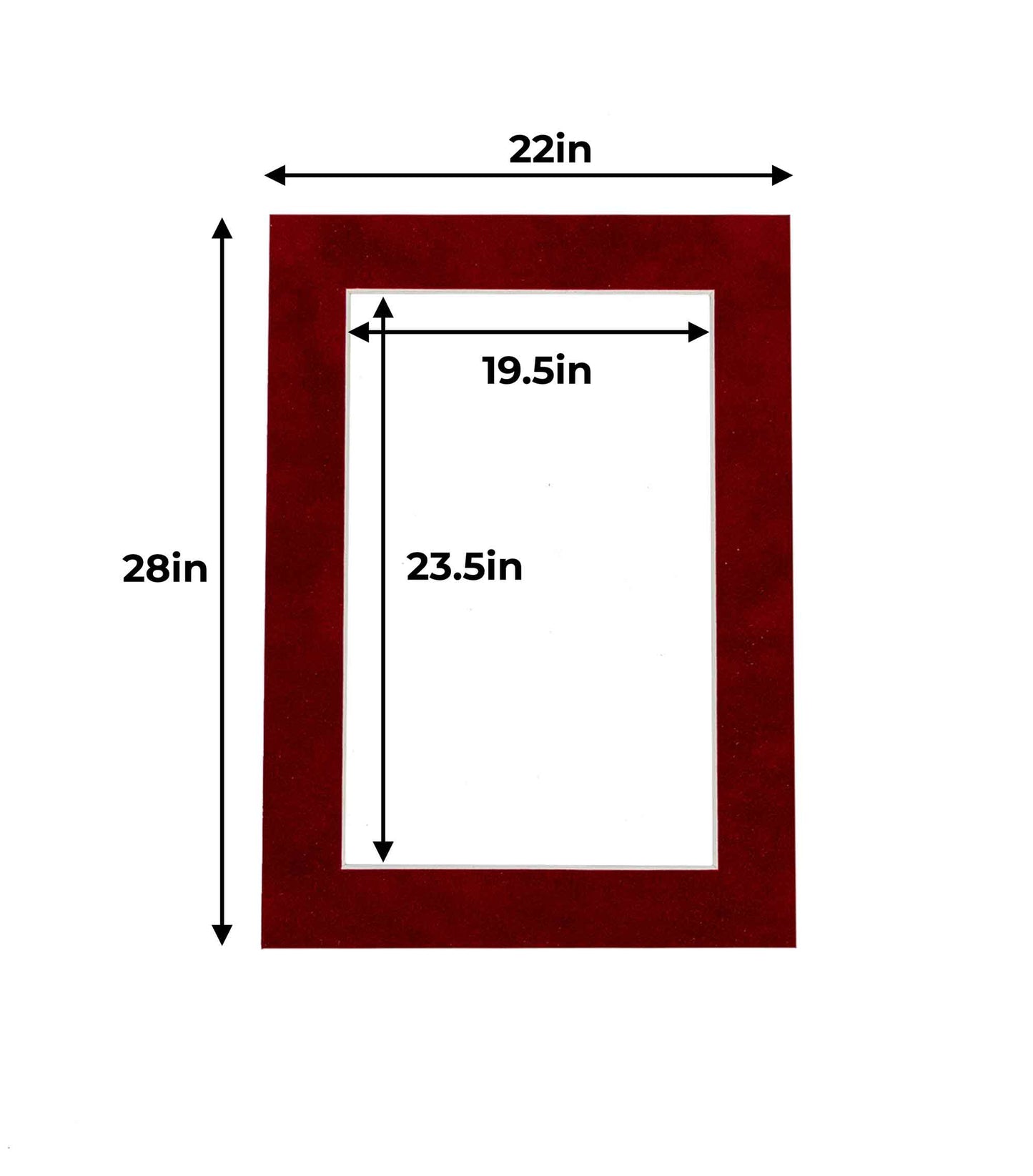 Bright Red Suede Precut Acid-Free Matboard Set with Clear Bag & Backing