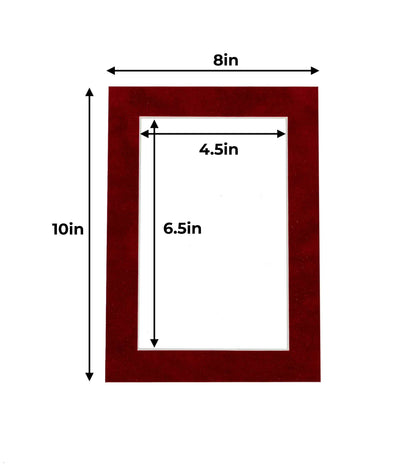 Pack of 25 Bright Red Suede Precut Acid-Free Matboard Set with Clear Bags & Backings