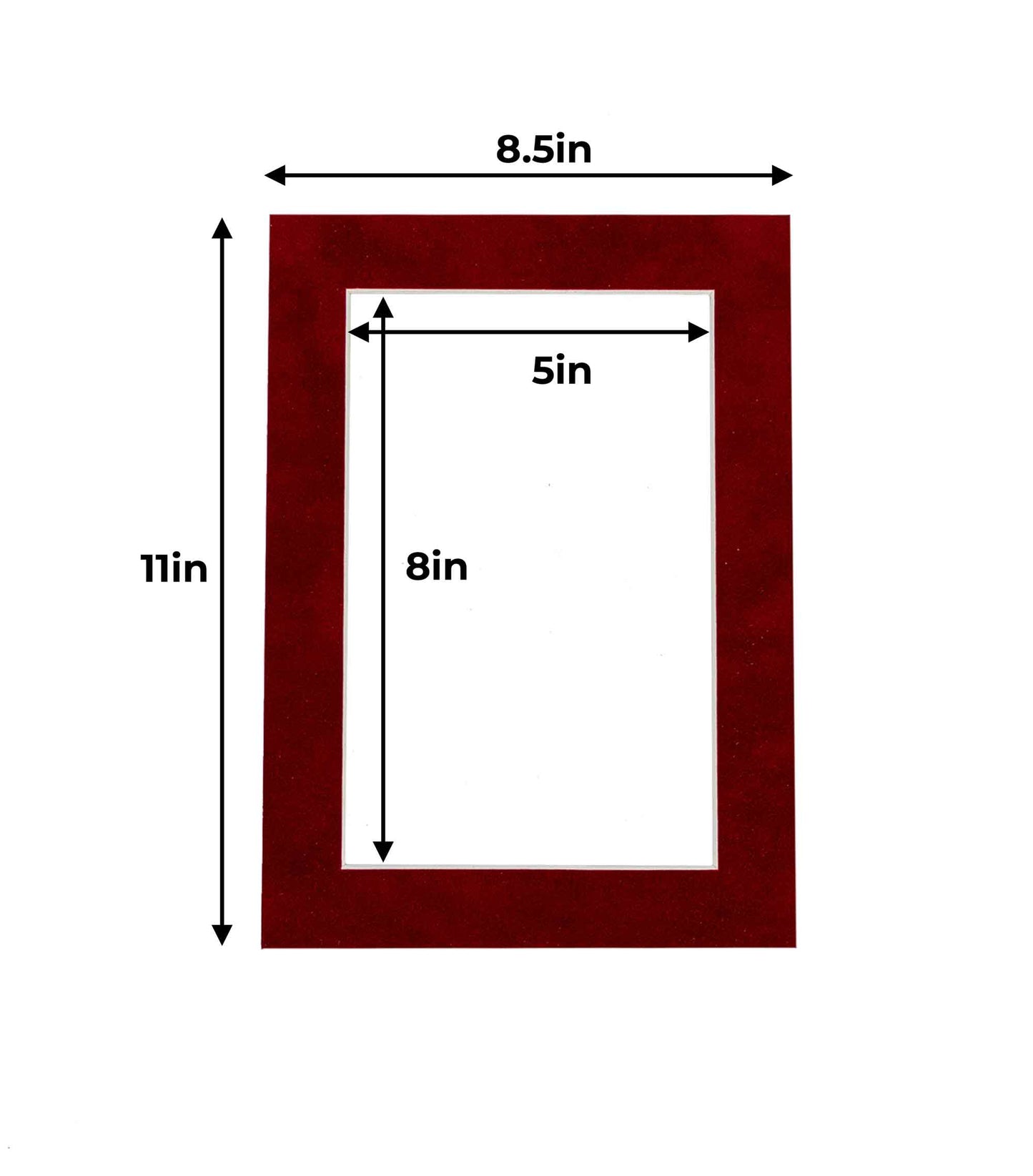 Pack of 25 Bright Red Suede Precut Acid-Free Matboard Set with Clear Bags & Backings