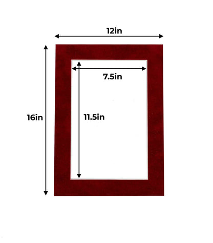 Pack of 25 Bright Red Suede Precut Acid-Free Matboard Set with Clear Bags & Backings