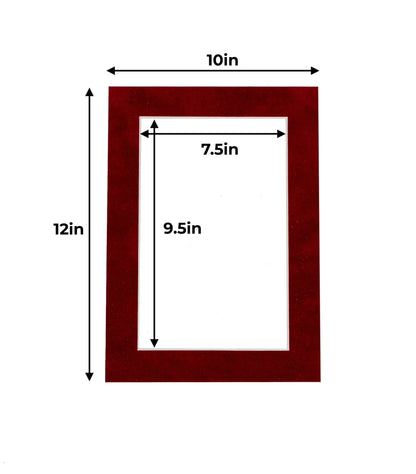 Pack of 25 Bright Red Suede Precut Acid-Free Matboard Set with Clear Bags & Backings