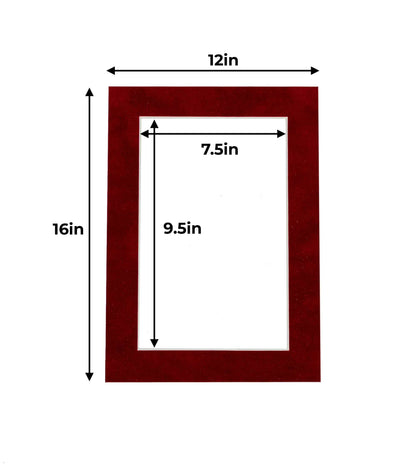 Pack of 25 Bright Red Suede Precut Acid-Free Matboards