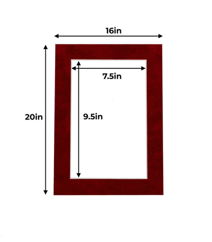 Pack of 25 Bright Red Suede Precut Acid-Free Matboard Set with Clear Bags & Backings