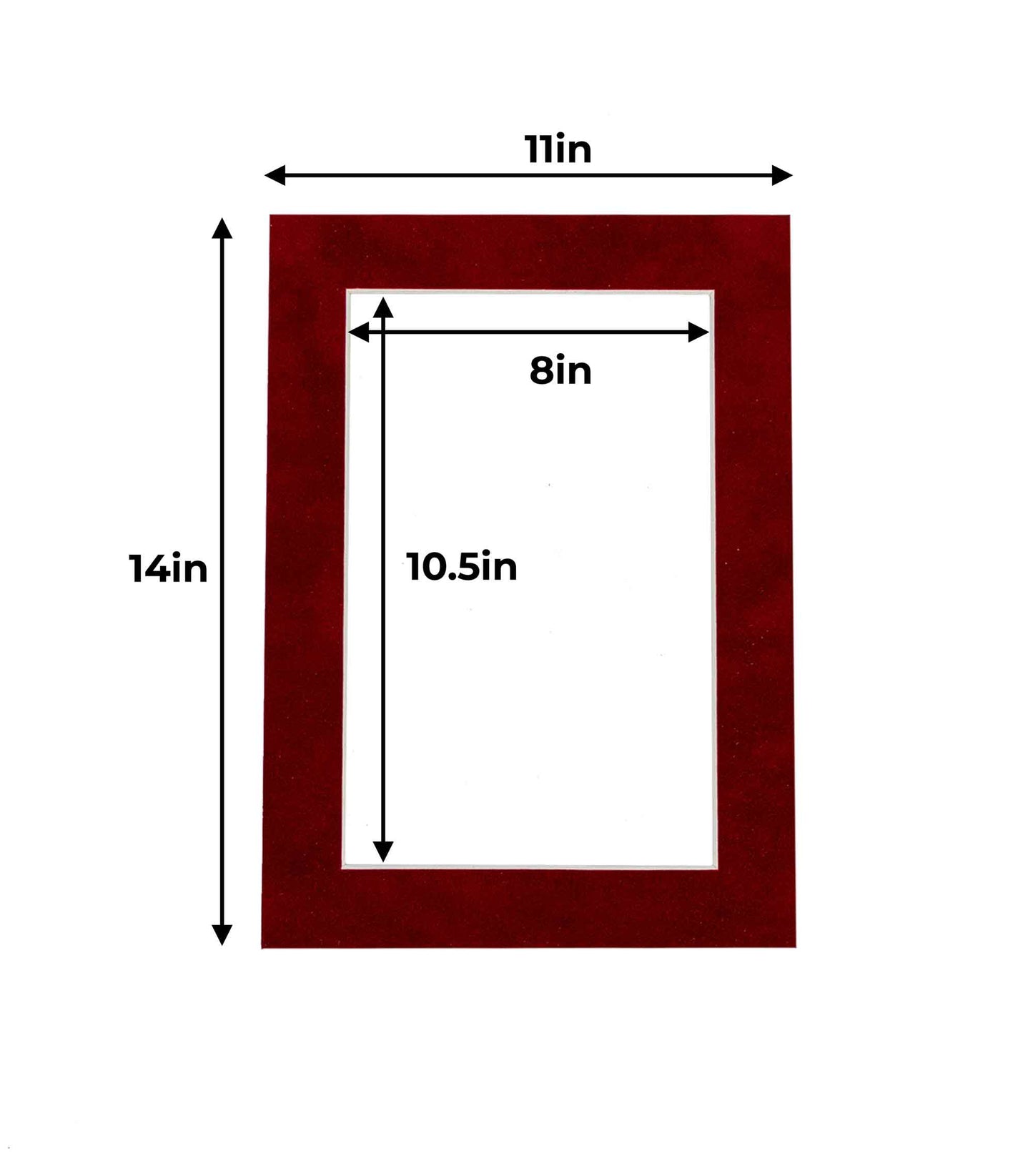 Pack of 25 Bright Red Suede Precut Acid-Free Matboard Set with Clear Bags & Backings