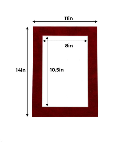 Pack of 25 Bright Red Suede Precut Acid-Free Matboard Set with Clear Bags & Backings
