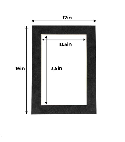 Pack of 25 Dark Grey Suede Precut Acid-Free Matboards