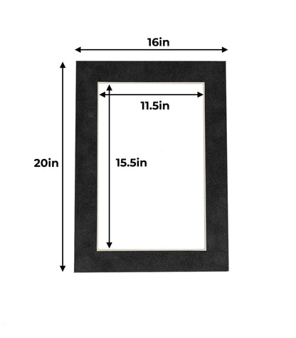 Dark Grey Suede Precut Acid-Free Matboard Set with Clear Bag & Backing