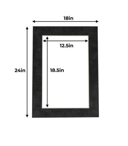 Dark Grey Suede Precut Acid-Free Matboard Set with Clear Bag & Backing