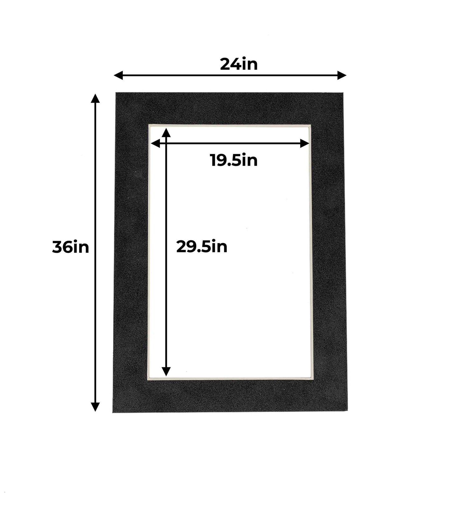 Pack of 25 Dark Grey Suede Precut Acid-Free Matboards