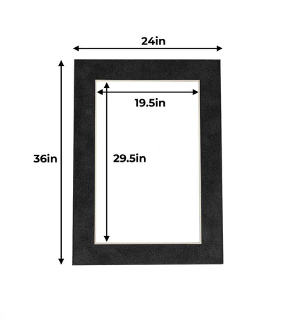Pack of 25 Dark Grey Suede Precut Acid-Free Matboards