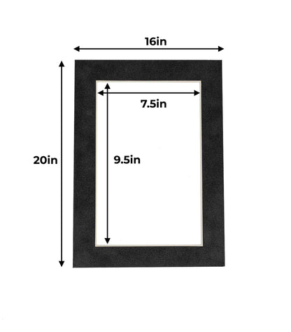 Dark Grey Suede Precut Acid-Free Matboard Set with Clear Bag & Backing