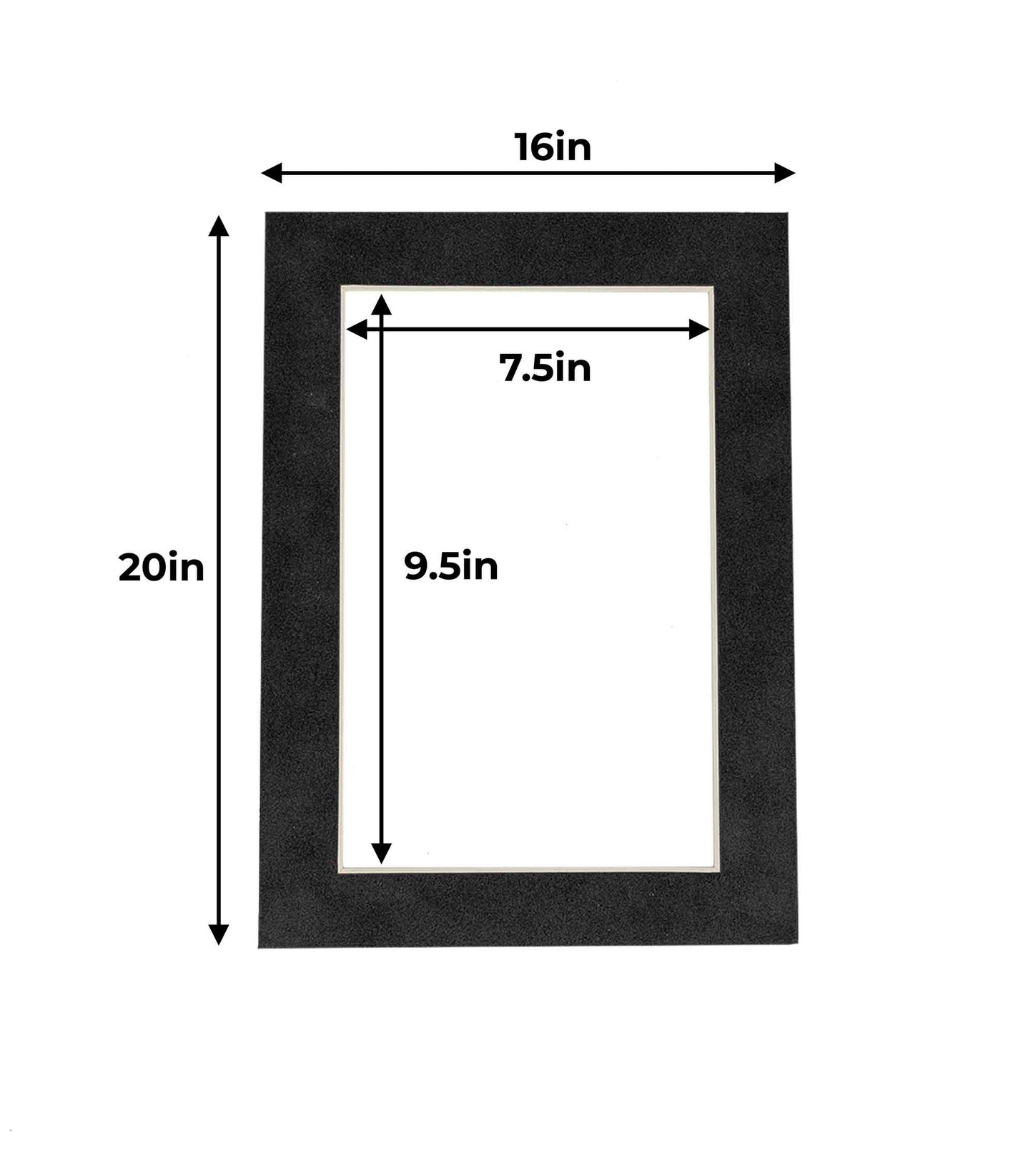Pack of 10 Dark Grey Suede Precut Acid-Free Matboards