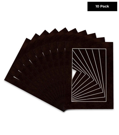 Pack of 10 Brown Suede Precut Acid-Free Matboards