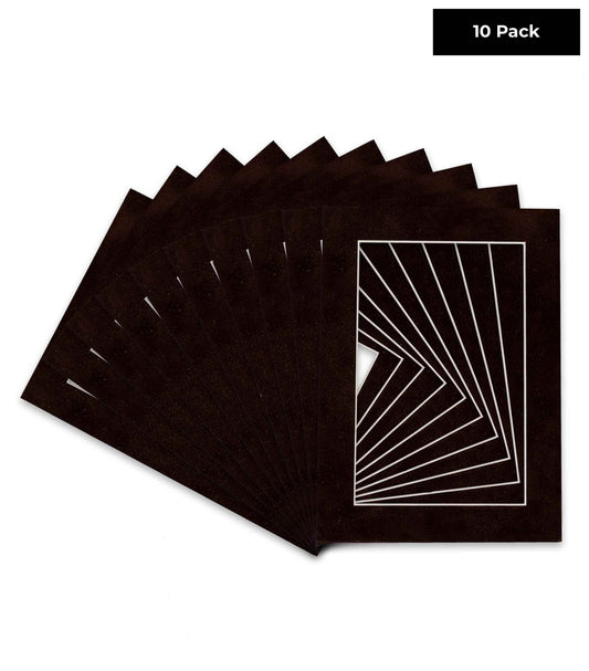 Pack of 10 Brown Suede Precut Acid-Free Matboards