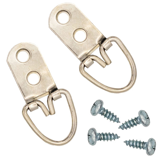 2-1/8" x 7/8" Zinc-Plated Heavy Duty D Ring Picture Hanger
