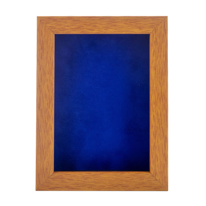 Honey Pecan Shadow Box Frame With Royal Blue Acid-Free Suede Backing