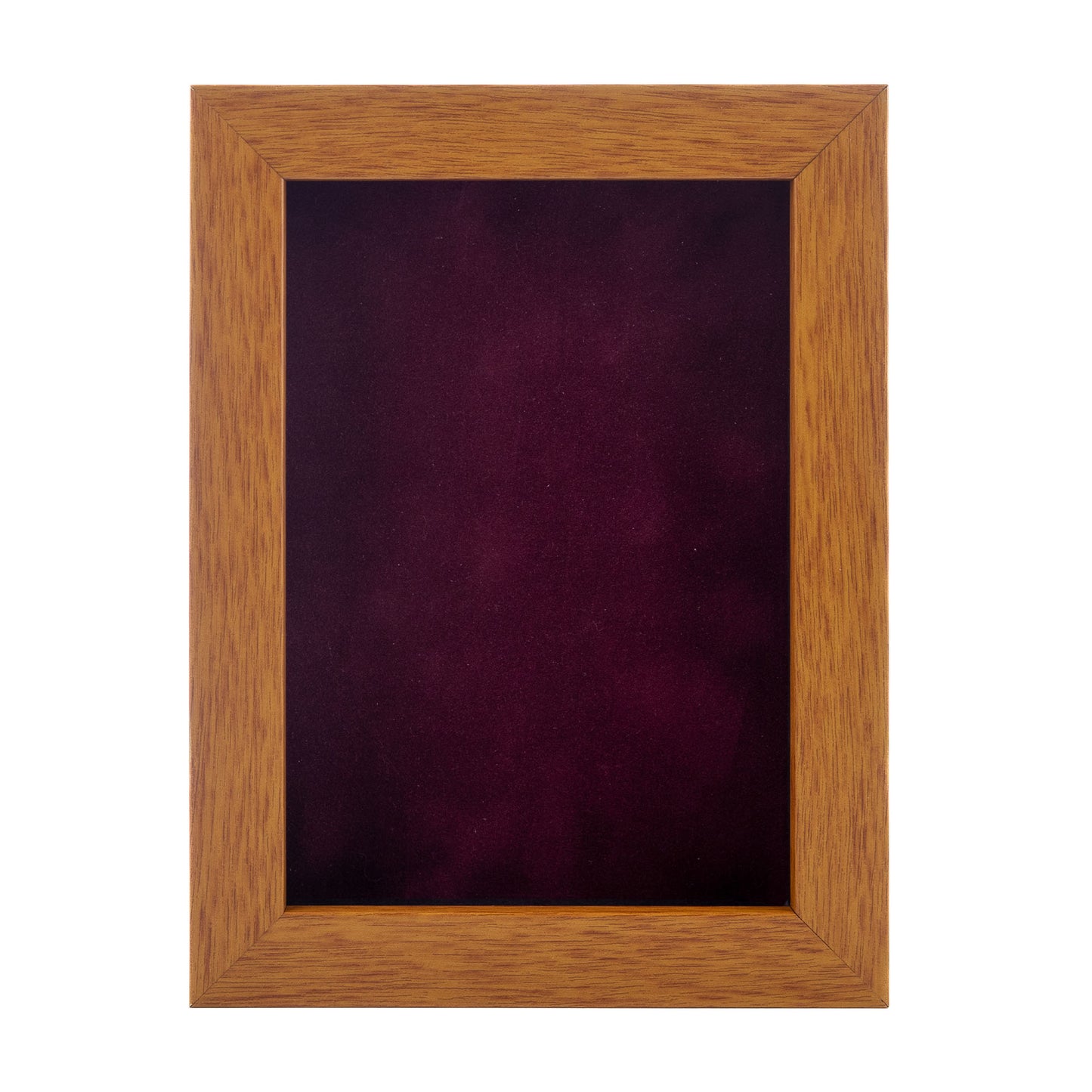 Honey Pecan Shadow Box Frame With Dark Berry Acid-Free Suede Backing