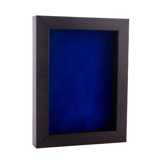 Walnut Shadow Box Frame With Royal Blue Acid-Free Suede Backing