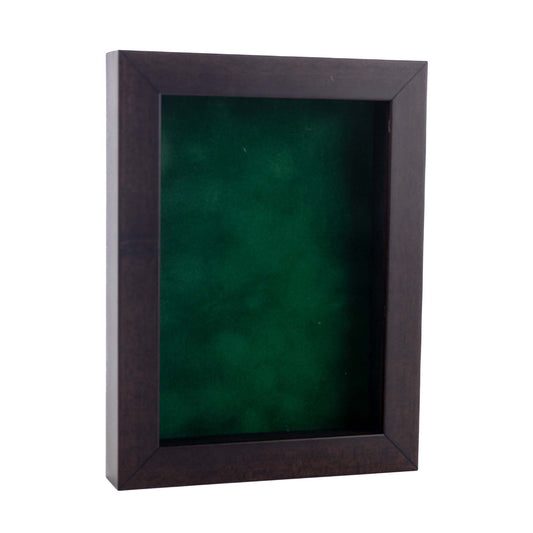 Walnut Shadow Box Frame With Forest Green Acid-Free Suede Backing