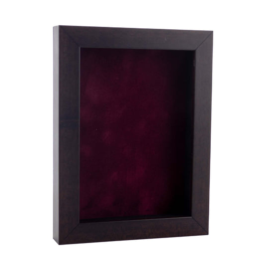 Walnut Shadow Box Frame With Dark Berry Acid-Free Suede Backing