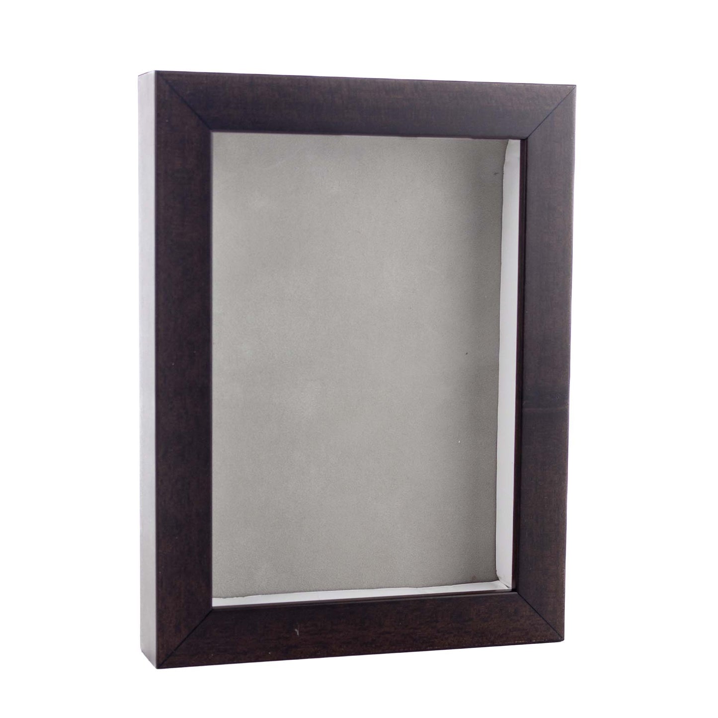 Walnut Shadow Box Frame With Light Grey Acid-Free Suede Backing