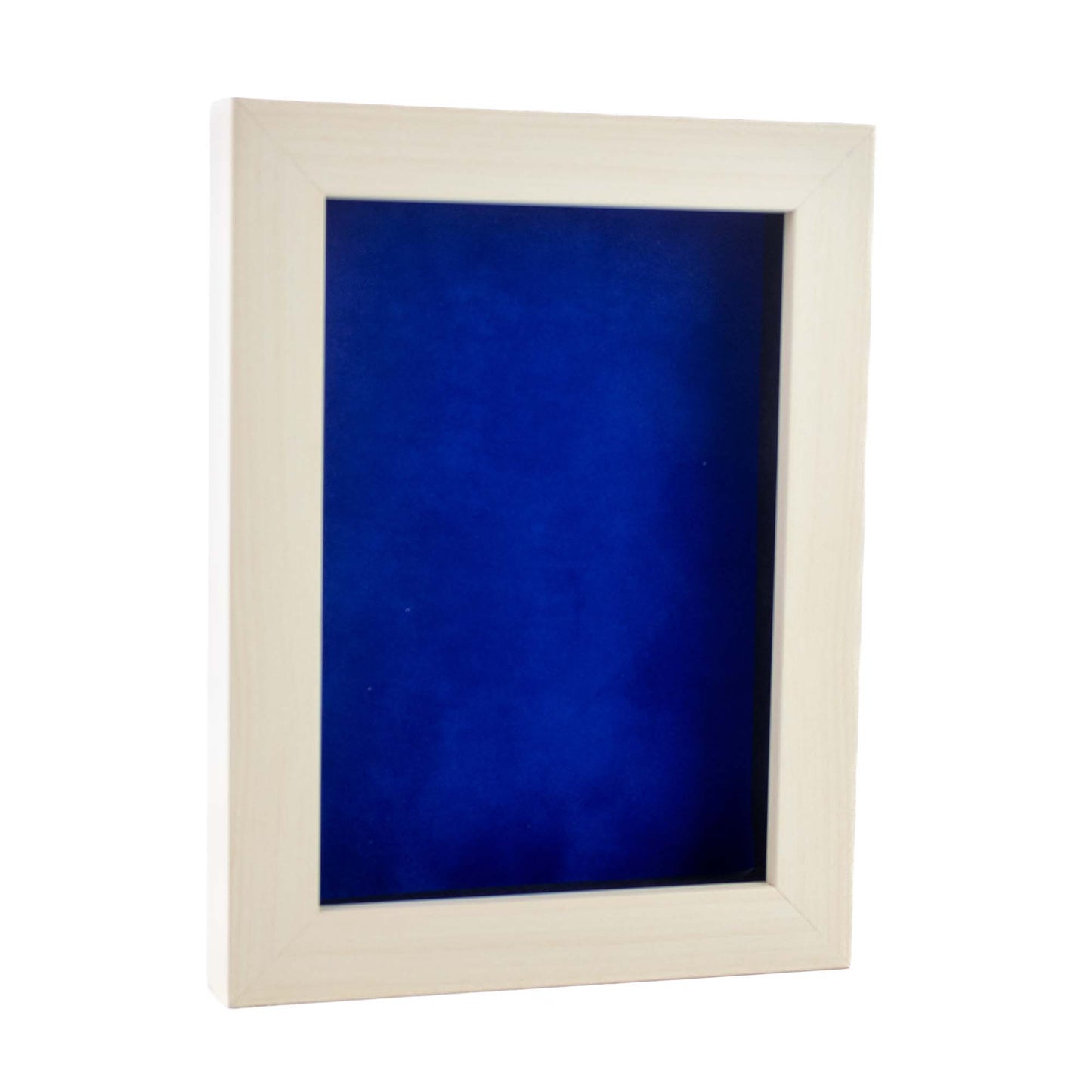 White Washed Shadow Box Frame With Royal Blue Acid-Free Suede Backing