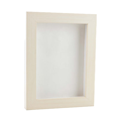White Washed Shadow Box Frame With White Acid-Free Suede Backing