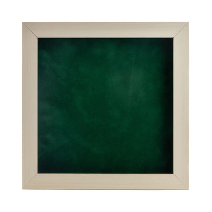 White Washed Shadow Box Frame With Forest Green Acid-Free Suede Backing