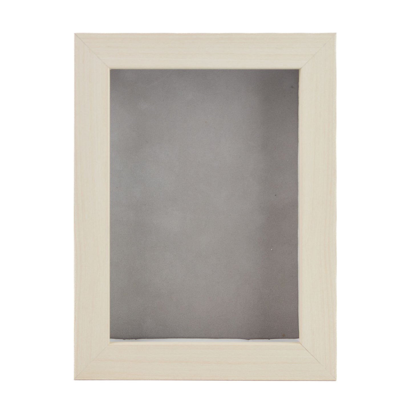 White Washed Shadow Box Frame With Light Grey Acid-Free Suede Backing