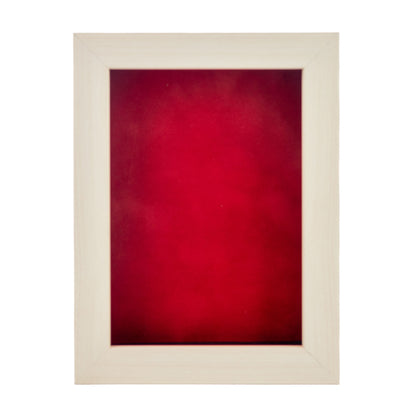 White Washed Shadow Box Frame With Red Acid-Free Suede Backing