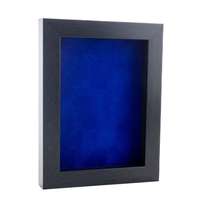 Charcoal Shadow Box Frame With Royal Blue Acid-Free Suede Backing