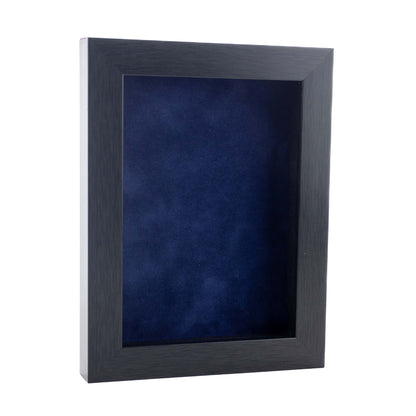 Charcoal Shadow Box Frame With Navy Blue Acid-Free Suede Backing