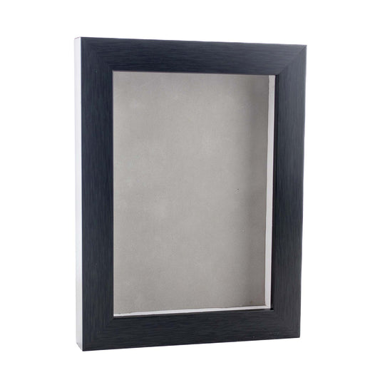 Charcoal Shadow Box Frame With Light Grey Acid-Free Suede Backing