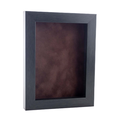 Charcoal Shadow Box Frame With Brown Acid-Free Suede Backing