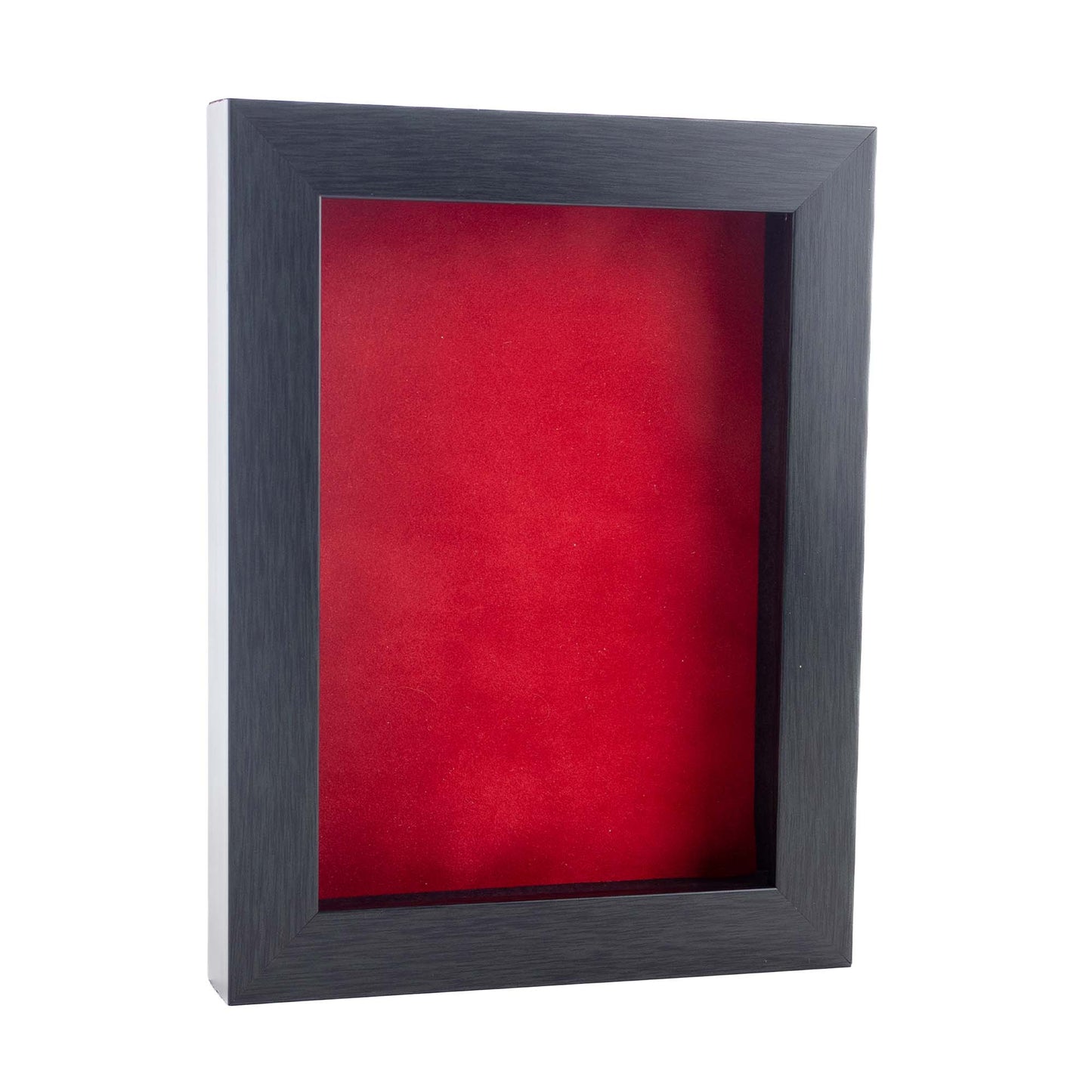 Charcoal Shadow Box Frame With Red Acid-Free Suede Backing