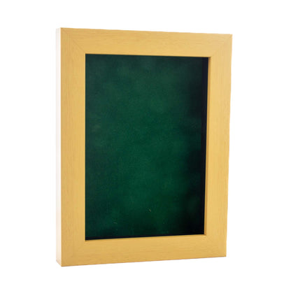 Natural Shadow Box Frame With Forest Green Acid-Free Suede Backing