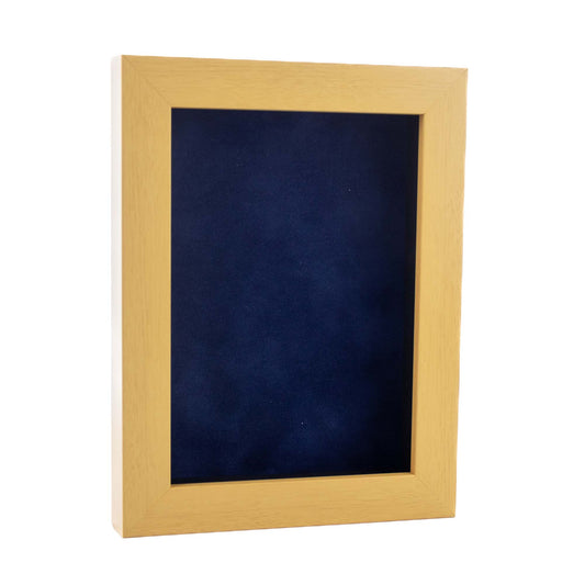 Natural Shadow Box Frame With Navy Blue Acid-Free Suede Backing