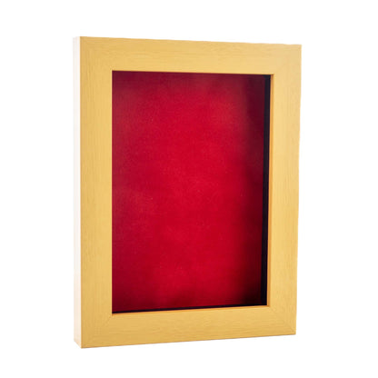 Natural Shadow Box Frame With Red Acid-Free Suede Backing