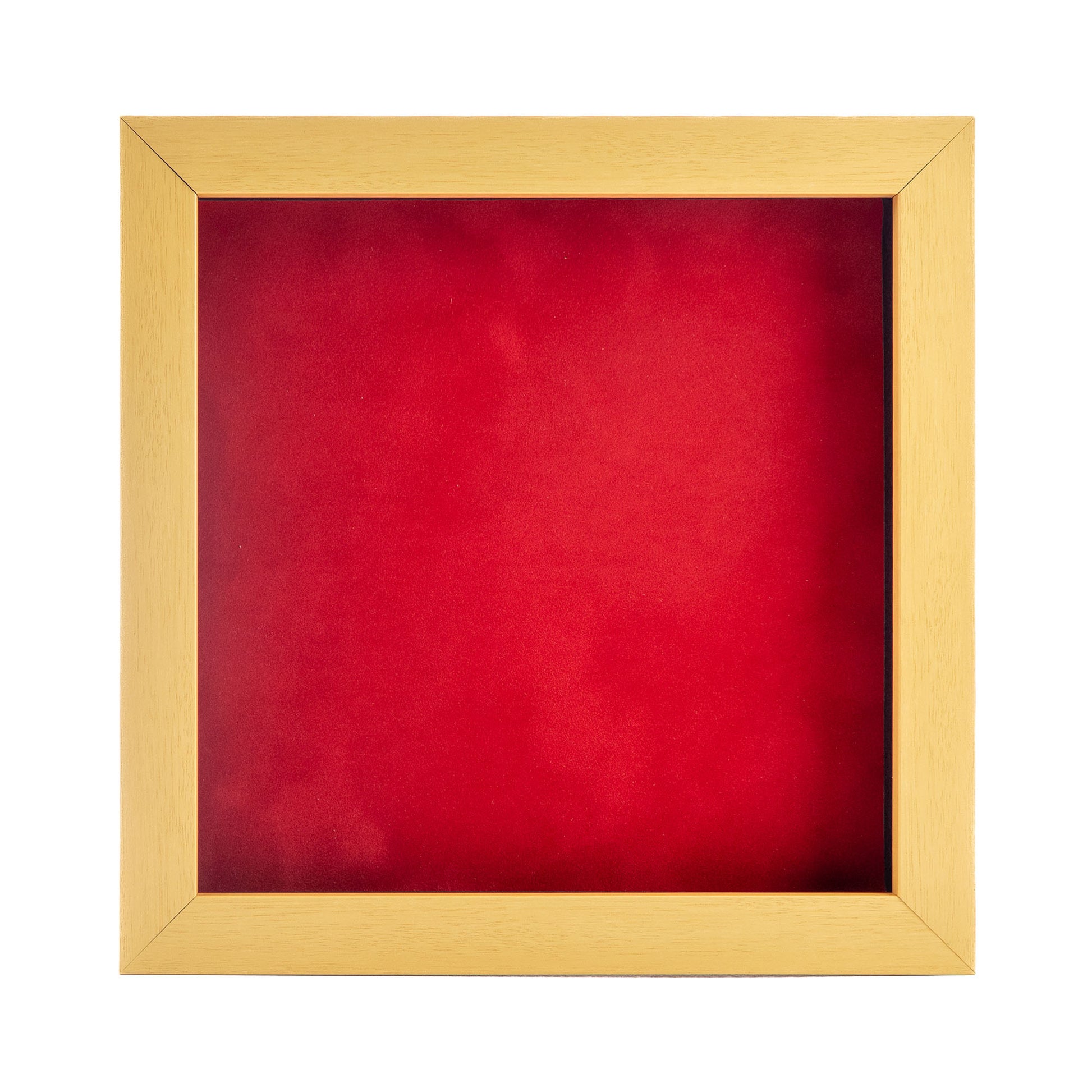 Natural Shadow Box Frame With Red Acid-Free Suede Backing – Poster