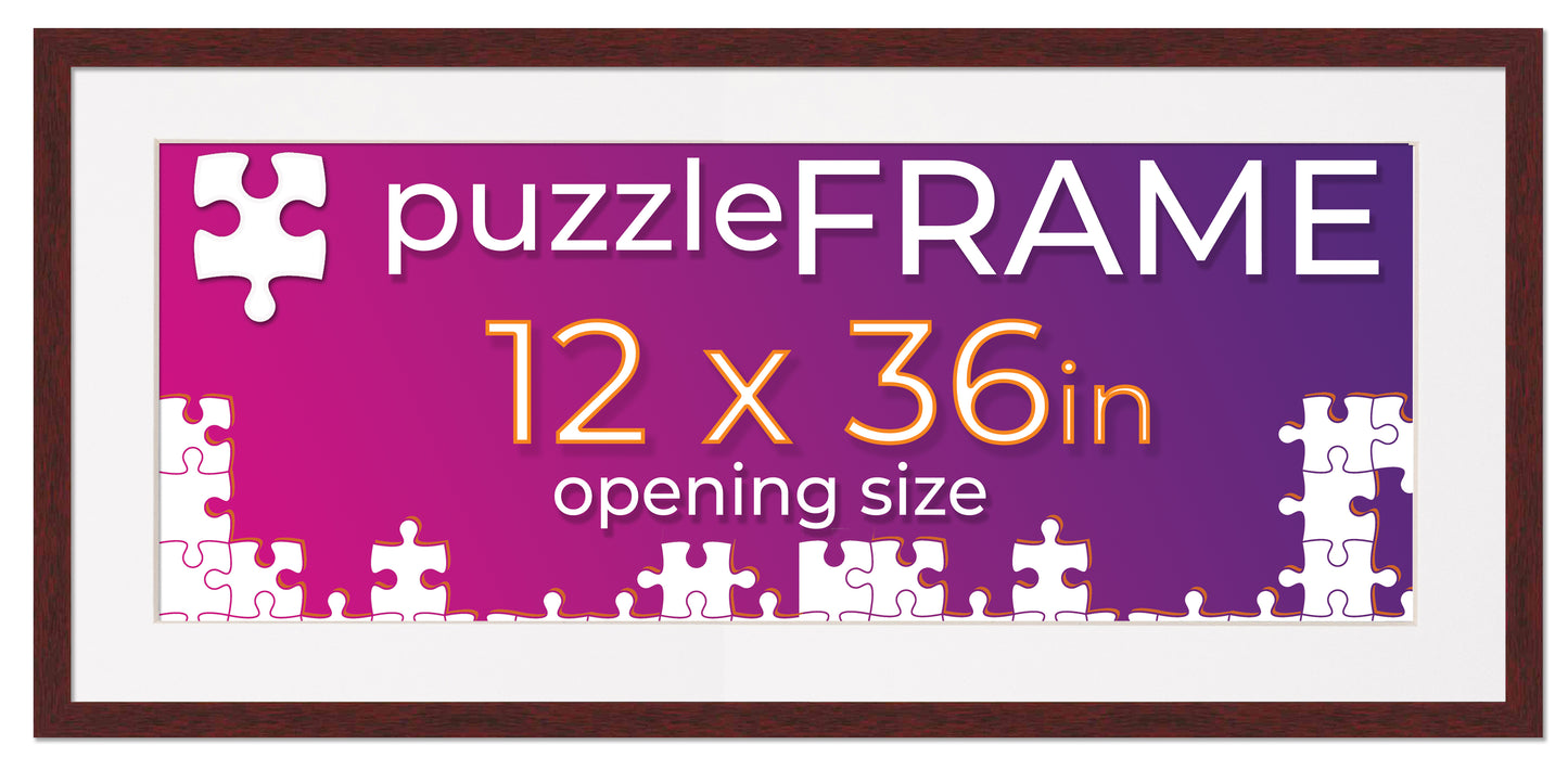 Brown Frame With White Mat for Jigsaw Puzzles