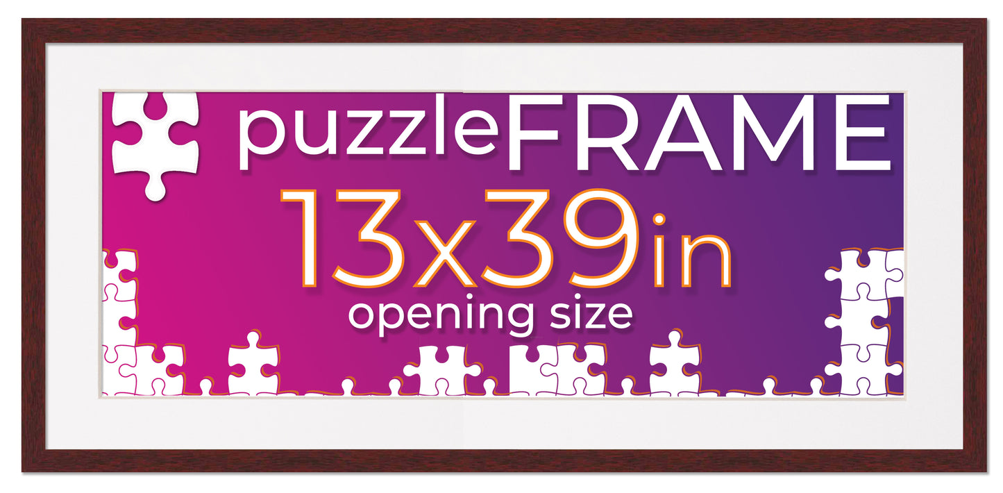 Brown Frame With White Mat for Jigsaw Puzzles