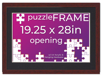 Brown Frame With Black Mat for Jigsaw Puzzles