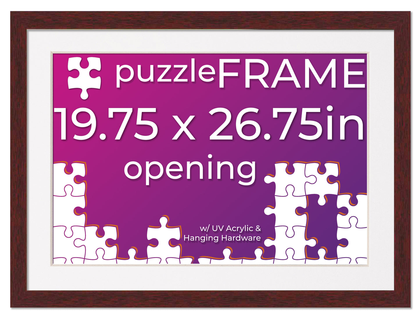 Brown Frame With White Mat for Jigsaw Puzzles