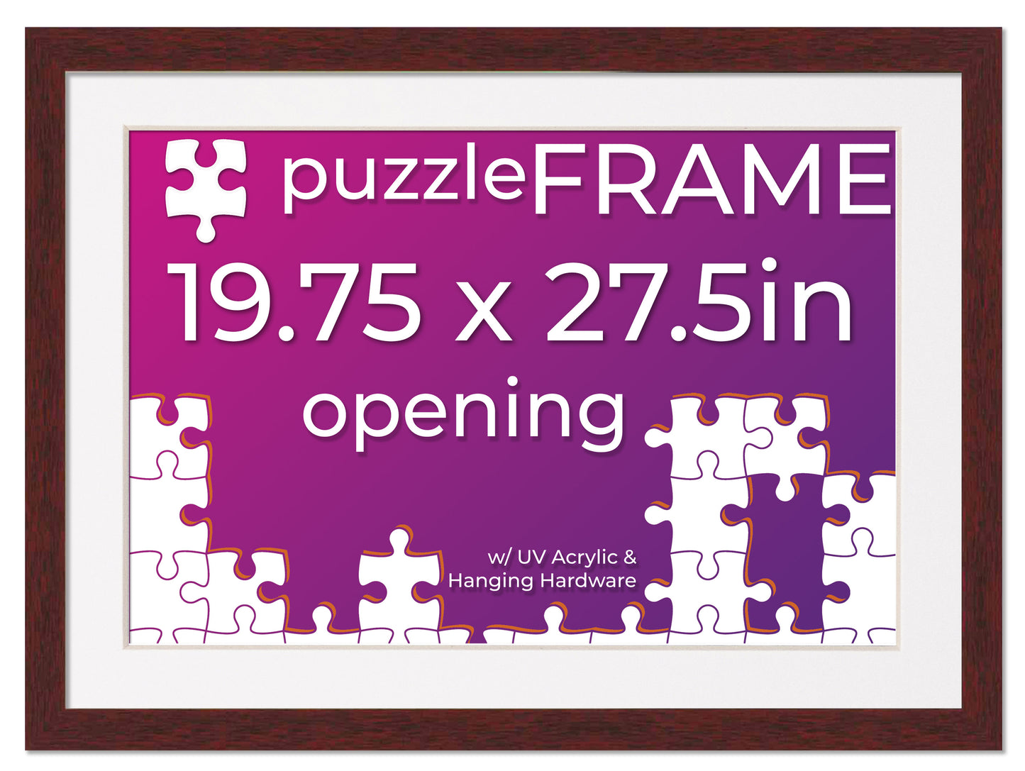 Brown Frame With White Mat for Jigsaw Puzzles