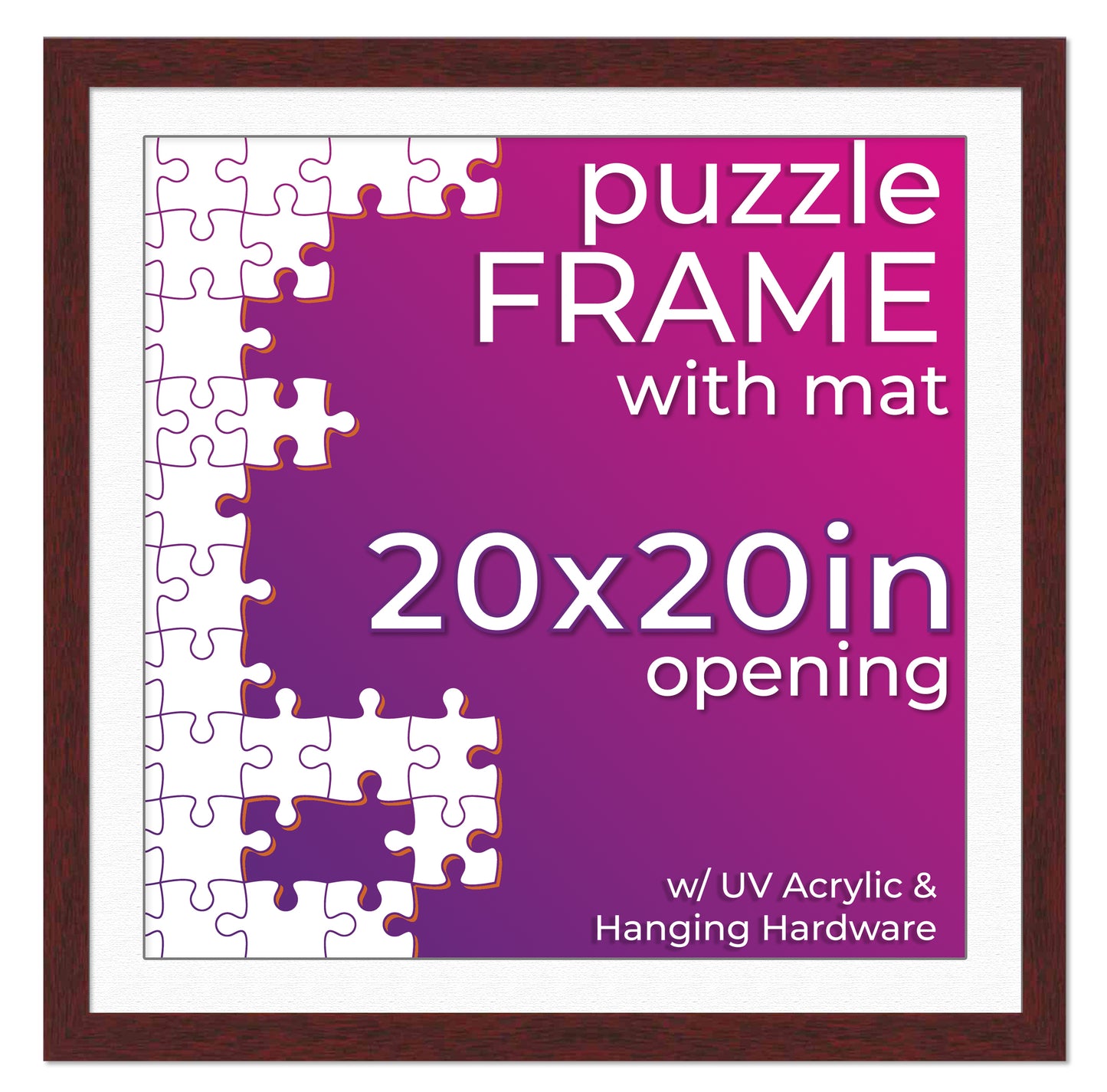 Brown Frame With White Mat for Jigsaw Puzzles